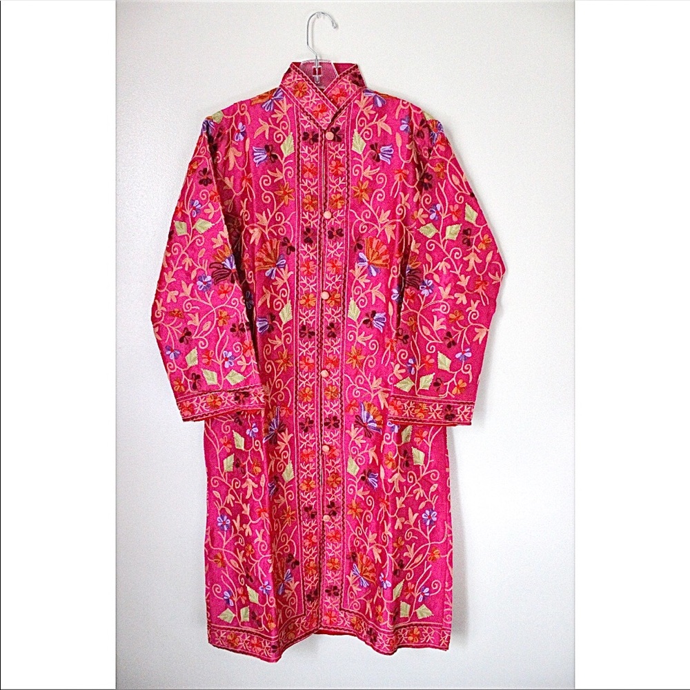 Hand Embroidered Raw Silk Luxury Womens Christmas Gift Holiday Jacket